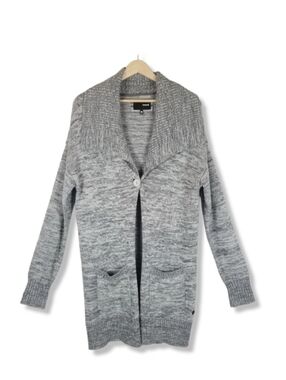 Hurley Long Line Cardigan‎ Sweater Medium Marled Gray